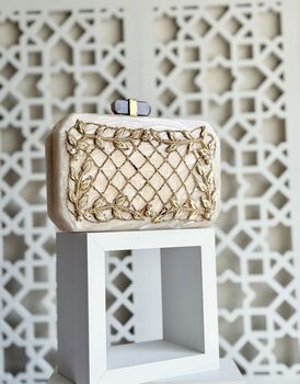 Doha Resin Off White Embellished Stunning Evening Purse, 6 of 6