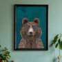 Custom Personalised Bear Wearing Glasses Art Print, thumbnail 1 of 5