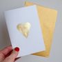 Handmade Gold Leaf Heart Valentines Love Card, thumbnail 1 of 7