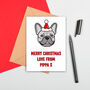 Personalised French Bulldog Portrait Christmas Card, thumbnail 4 of 5