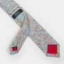 Mens Ice Blue And Pink Paisley Print Slim Style Tie, thumbnail 9 of 9