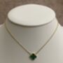 Gold Plated Green Single Clover Necklace, thumbnail 1 of 7