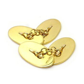 Personalised 9ct Gold Double Sided Oval Chain Cufflinks, 3 of 5