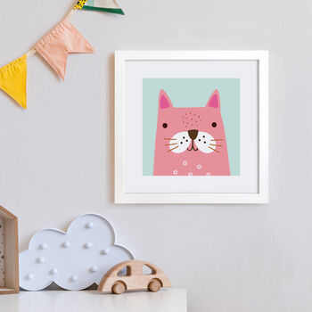 Pink Cat Art Print By Sally Payne, 2 of 8