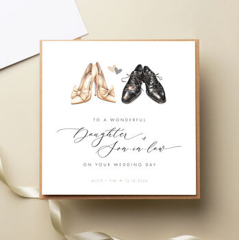 Son And Daughter In Law, Bridal Shoes Wedding Card, 2 of 3