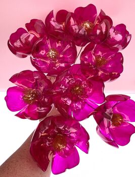 Large Hot Pink Bouquet Recycled Plastic Bottle Flowers, 3 of 10
