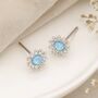 Sterling Silver Blue Opal Flower Stud Earrings – 6mm, thumbnail 4 of 9