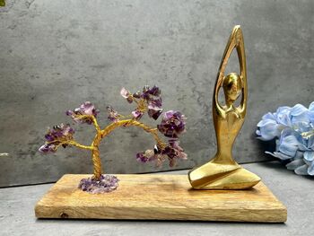 Yoga Pose Figurine With Amethyst Tree Of Life Statue Ornament Gift Sukhasana, 7 of 8