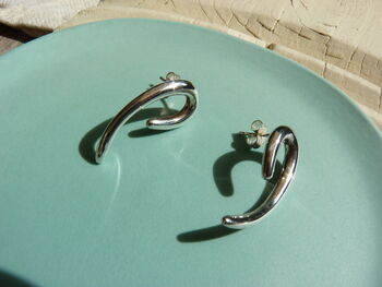 Infinity Silver Curved Earrings, 4 of 6