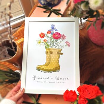 Welly Boot Birth Flower Family Print, 2 of 5