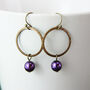 Hammered Ring And Purple Pearl Earrings, thumbnail 3 of 8