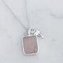 The Duo Rose Quartz Necklace, Silver, thumbnail 7 of 12