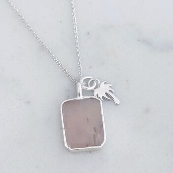 The Duo Rose Quartz Necklace, Silver, 7 of 12