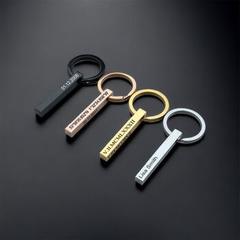 3D Rectangle Bar Personalised Keyring, 4 of 9