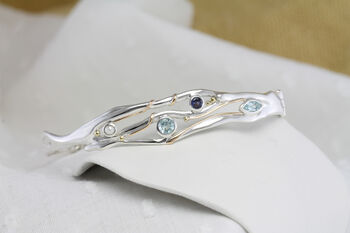 Blue Topaz, Iolite And Freshwater Pearl Silver Bracelet, 3 of 7