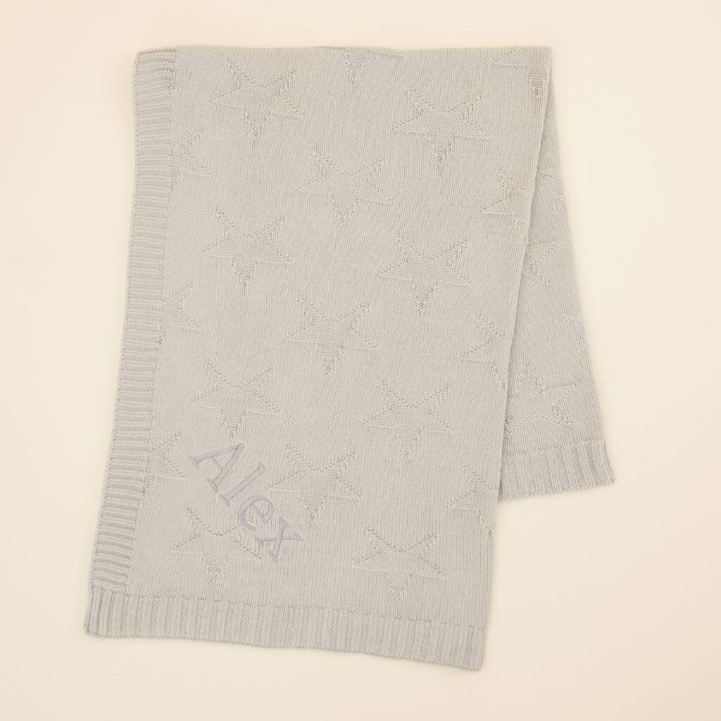 Personalised Grey Star Jacquard Blanket, 1 of 5