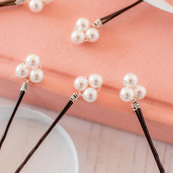 Set Of Five Pearl Cluster Hair Pins, 2 of 3