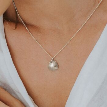 Dainty Silver Seashell Necklace, 3 of 4