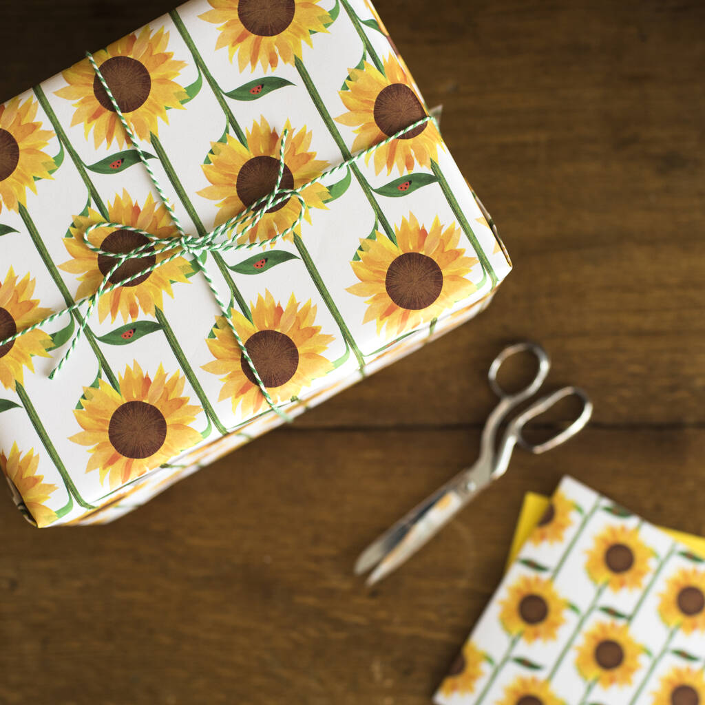 'Sunflower Field' Luxury, Recycled Wrapping Paper Pack, 1 of 7