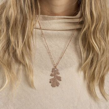 Lacey Oak Real Leaf Medium Sized Necklace, 2 of 12