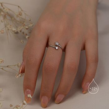Double Star Open Ring In Sterling Silver, 3 of 10
