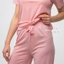Pink Plain Soft Cotton Night Sleepwear Women Pyjama Set, thumbnail 8 of 10