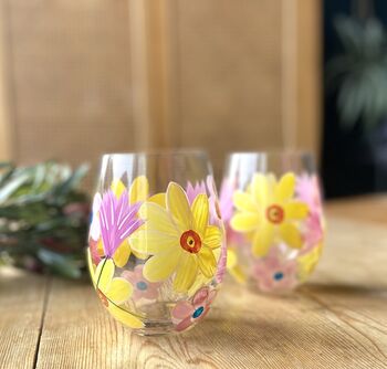 Hand Painted Daffodil Glass, 3 of 3