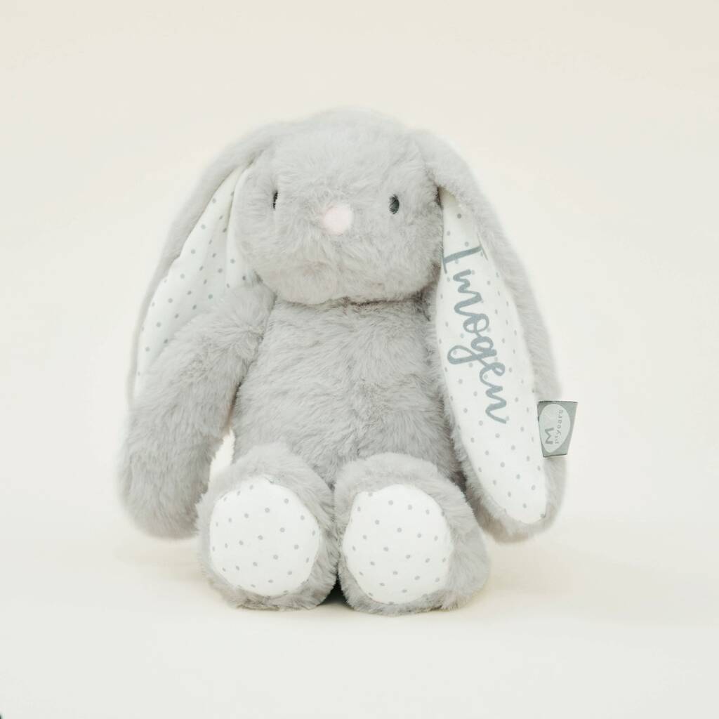 Personalised Grey Bunny Soft Toy, 1 of 4