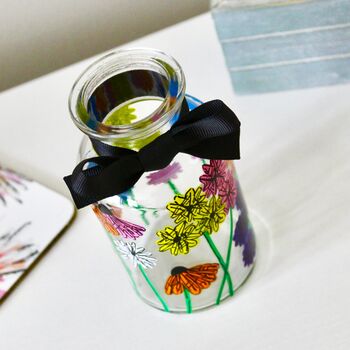 Wildflower Hand Painted Bud Vase With Black Bow, 4 of 7