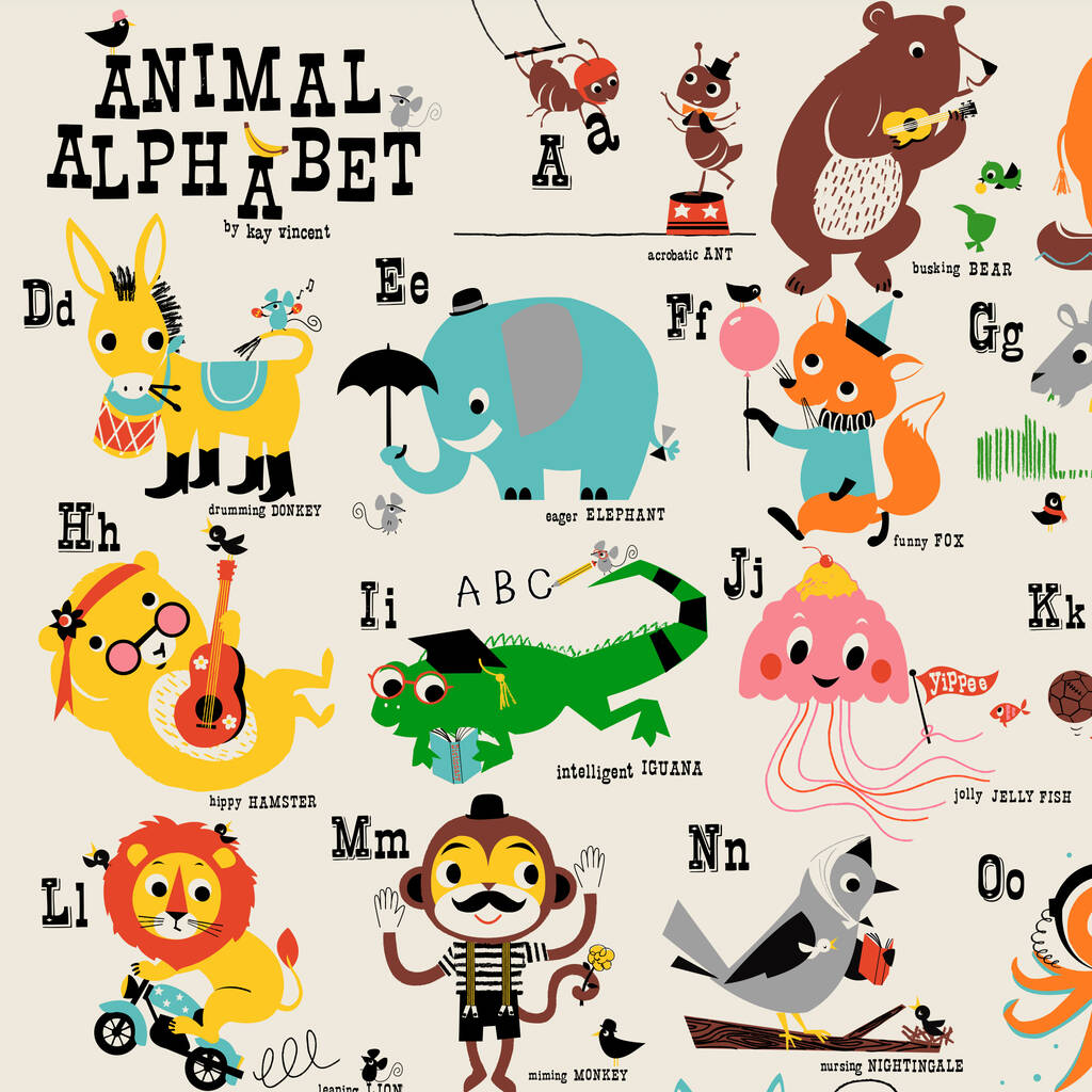 Animal Alphabet Children's Nursery Print A3 Size By Kay Vincent ...