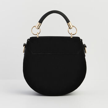 Fox And Owl Embroidered Black Top Handle Saddle Bag, 6 of 8