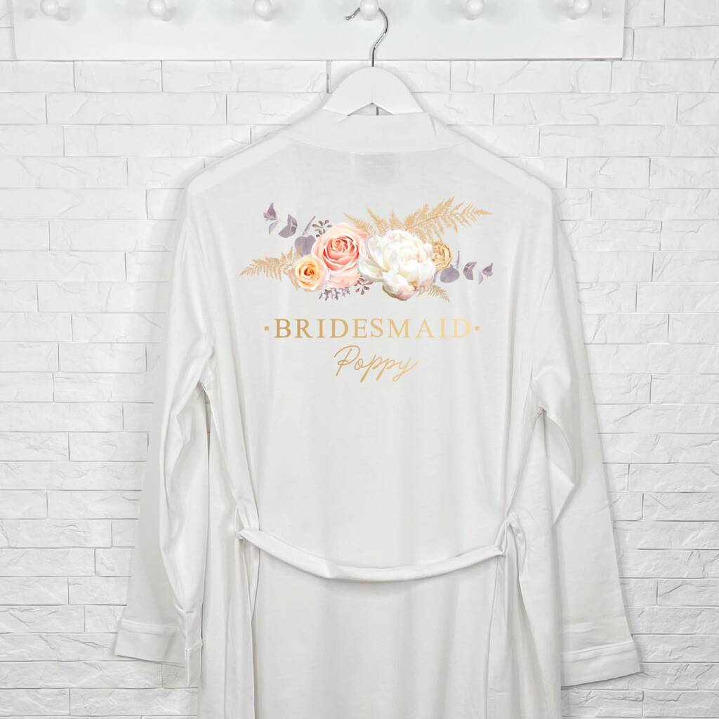 Bridesmaid Pampas Floral Wedding Dressing Gown, 1 of 2