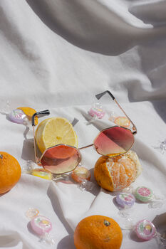 Coral Yellow Hexagon Metal Frame Gradient Sunglasses, 5 of 6