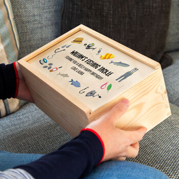 Personalised Fishing Box With Sliding Lid Gift, 5 of 5