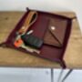 Personalised Burgundy Leather Desk Accessories Tray, thumbnail 4 of 12