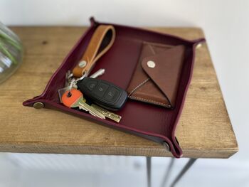 Personalised Burgundy Leather Desk Accessories Tray, 4 of 12