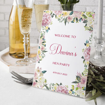 Elegant Floral Hen Party Sign And Photobooth Frame, 3 of 4