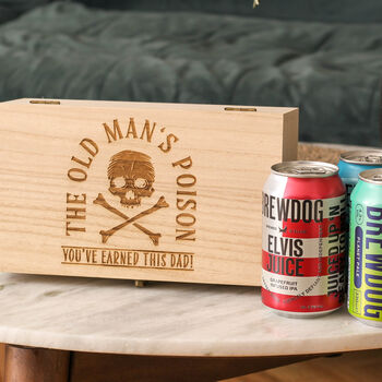 Personalised Old Man's Poison Dad Gift Beer Box, 3 of 5