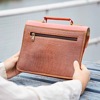 Shruti Small Multicoloured Recycled Leather Satchel, 8 of 12