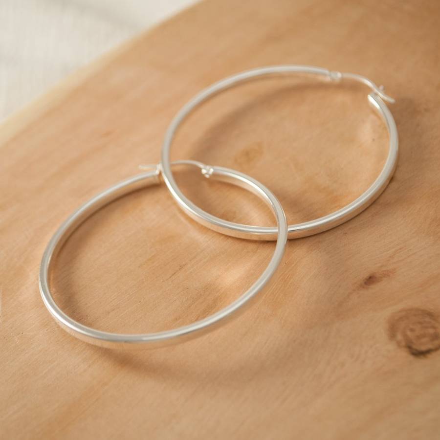 rectangular hoop earrings silver