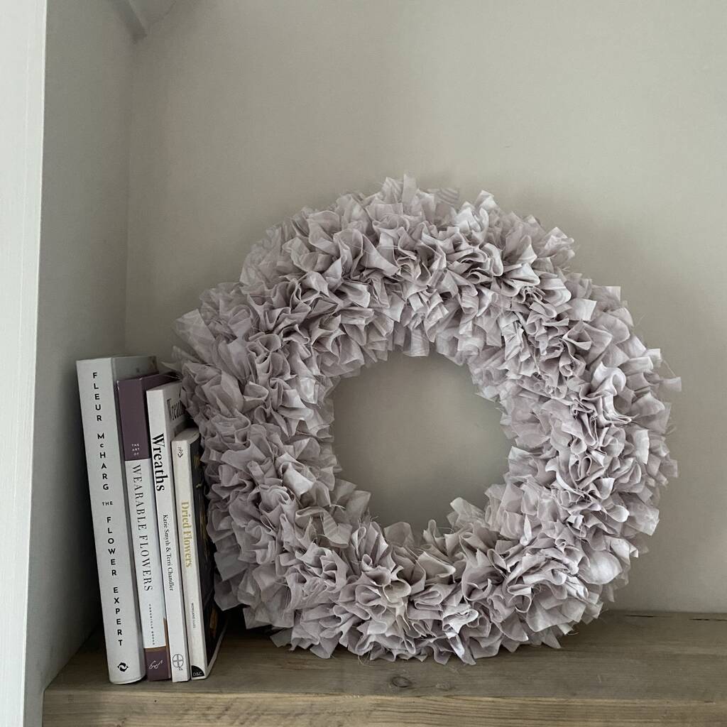 Large Pink And White Cotton Handmade Wreath, 1 of 4