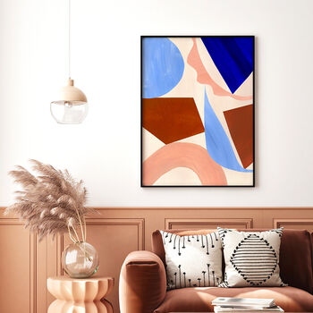 Blue And Brown Abstract Geometric Shapes Art Print, 3 of 12