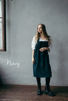 Linen Crossback Pinafore | Artist Apron, 6 of 12