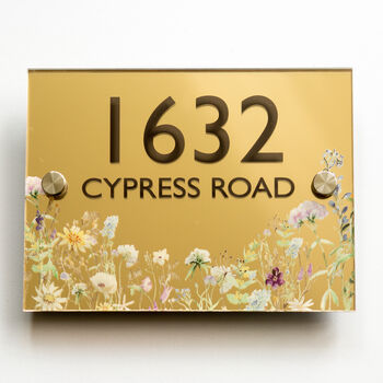 Personalised Mirrored Wild Flowers House Number Plaque, 4 of 7