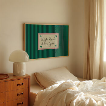 Night Night Love You Striped Bedroom Print, 2 of 11