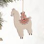 Llama Christmas Decorations, Set Of Four, thumbnail 3 of 4