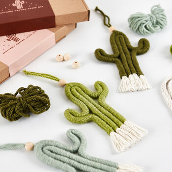 Make Your Own Mini Macrame Cactus Craft Kit In Meadow, 5 of 9