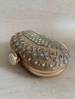 Gold Embroidered Oval Clutch Bag, 4 of 9