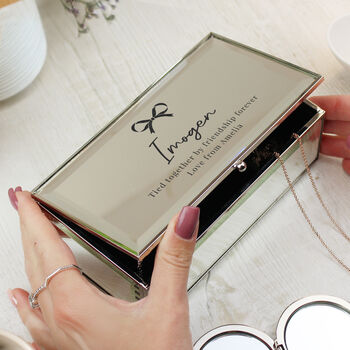 Personalised Bow Mirrored Jewellery Box Gift For Her, 2 of 6