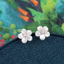 Sterling Silver Mother Of Pearl Apple Blossom Earrings, thumbnail 1 of 4